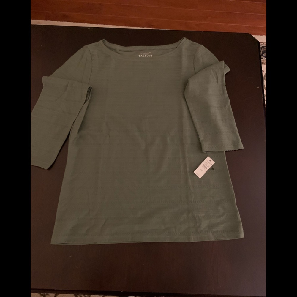 Sage green Talbots New 3/4 sleeve cotton blend top